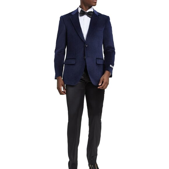 Navy Velvet Notch Lapel Stacy Adams Men's Jacket